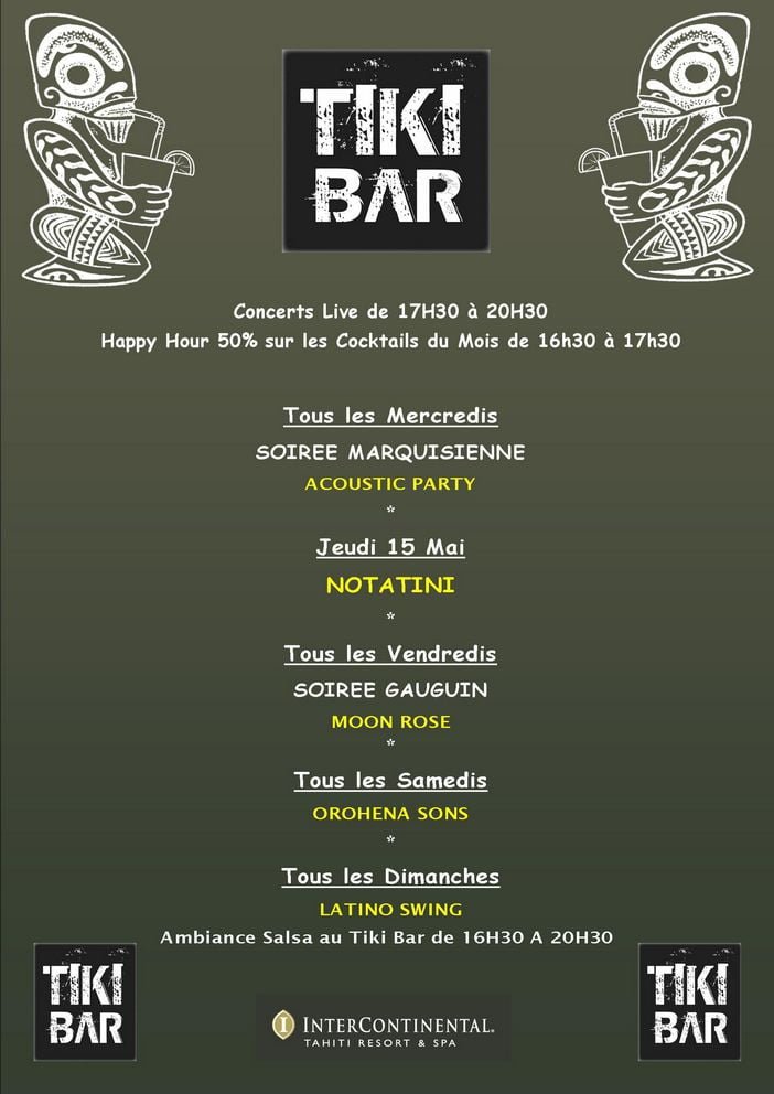 Tiki Bar: Agenda de la semaine du 12/05 au 18/05
