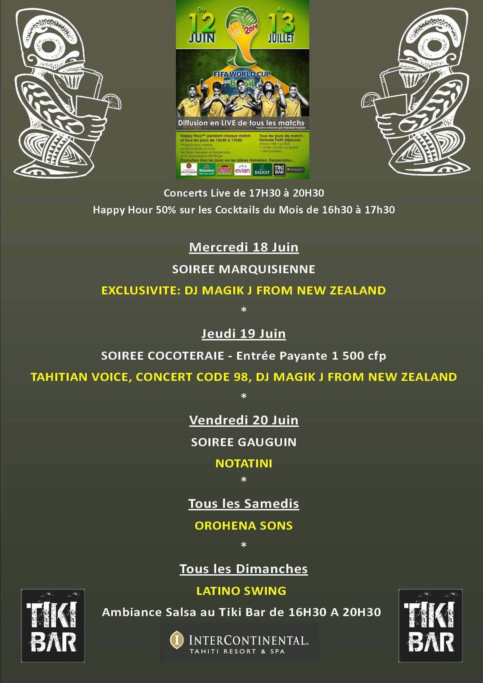 Agenda de la semaine au Tiki Bar