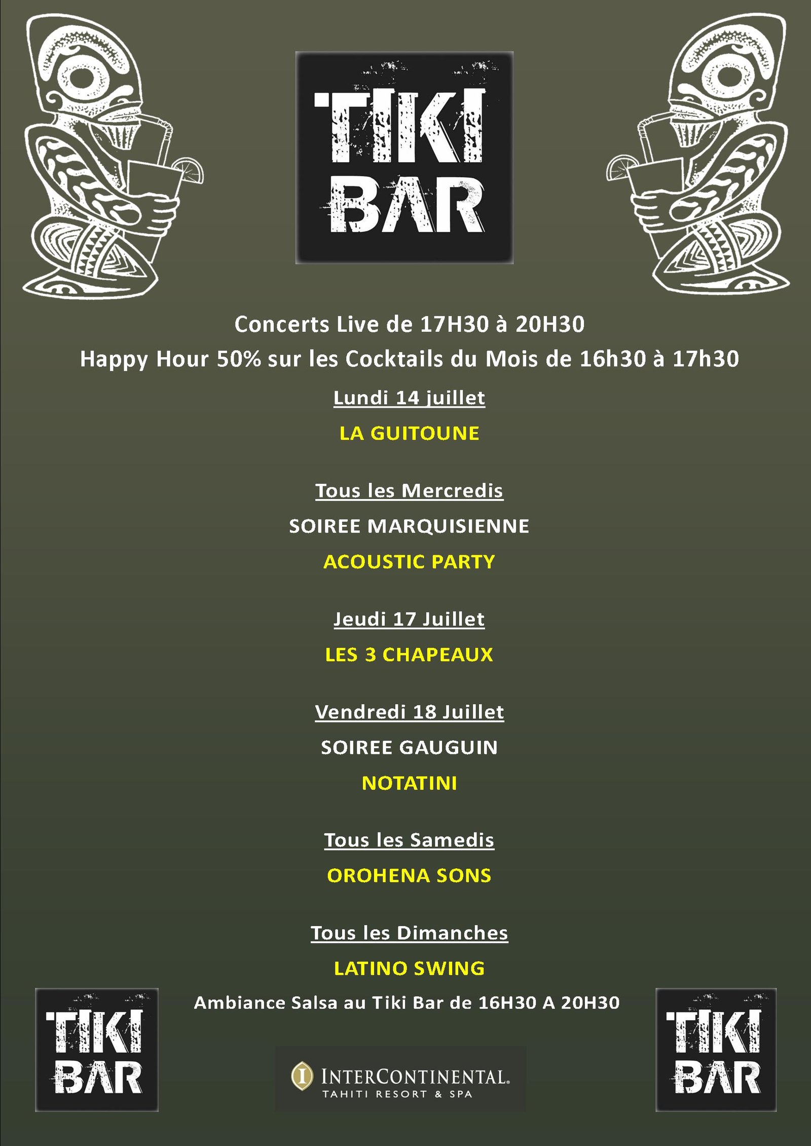 Agenda de la Semaine au Tiki Bar !