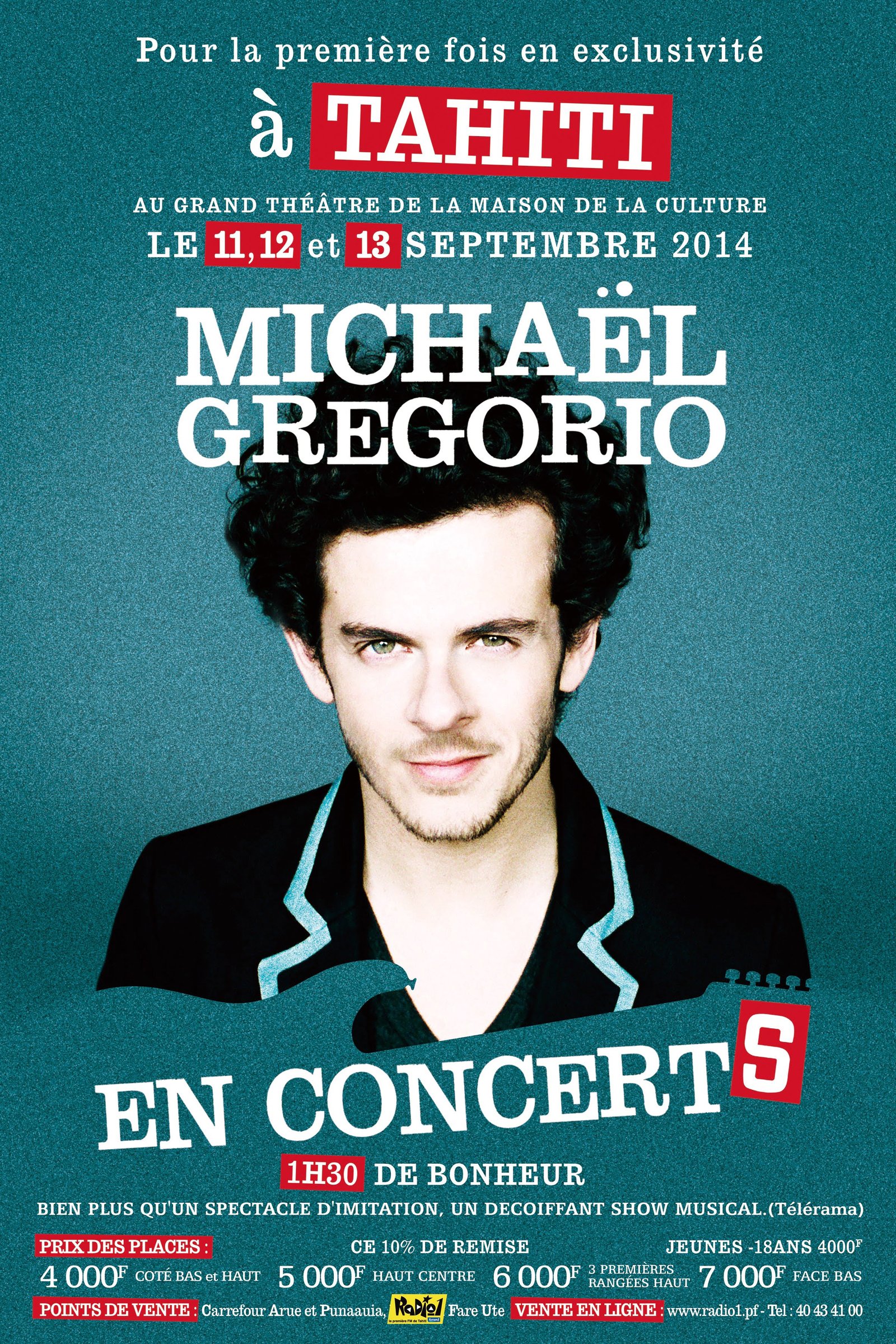 Michaël GREGORIO en concert au Grand Théâtre les 11, 12 et 13 septembre 2014.