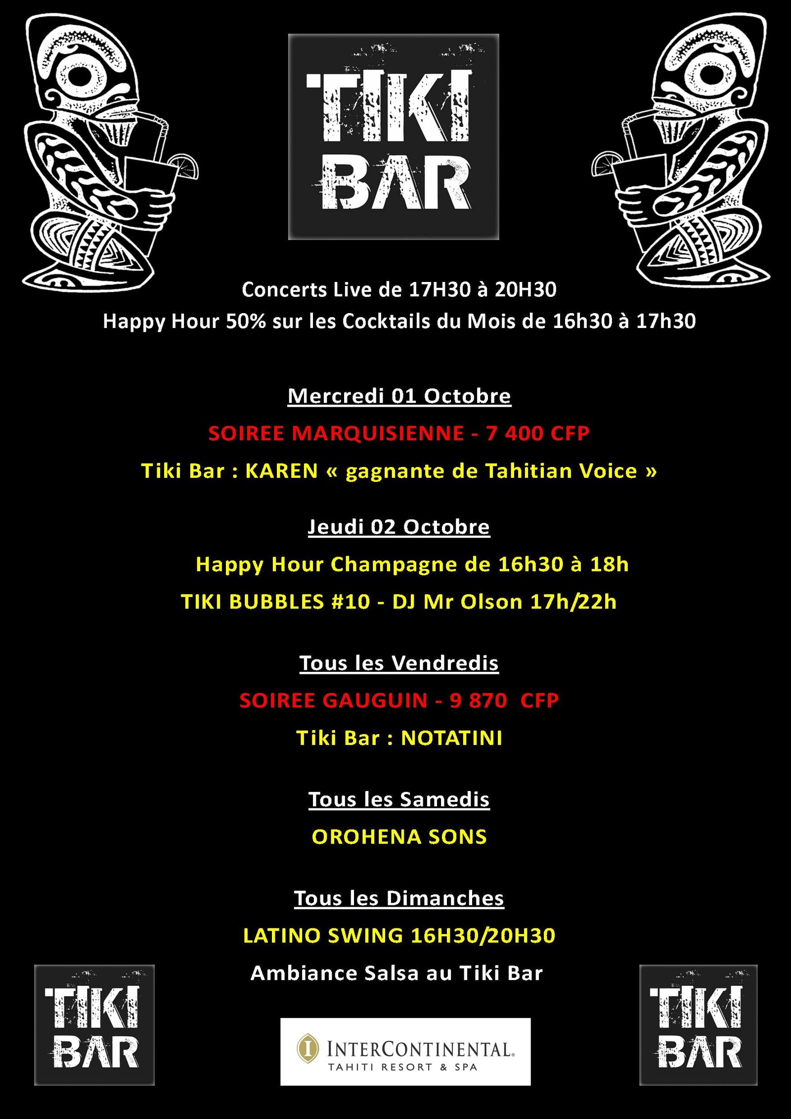 L'agenda de la semaine au Tiki Bar