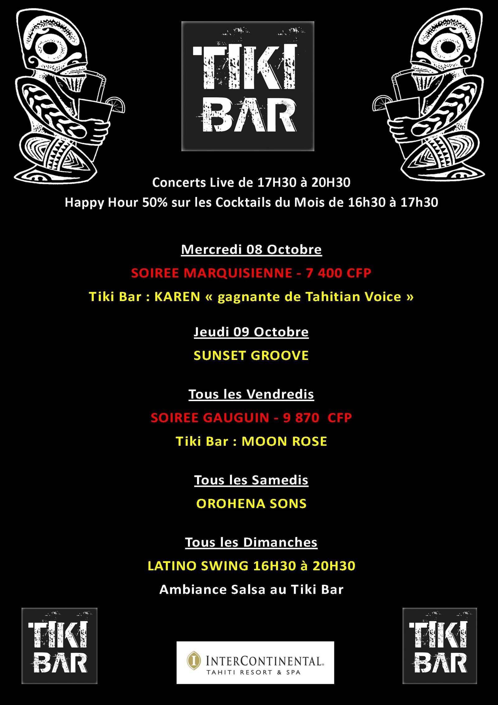 L'agenda de la semaine au Tiki Bar