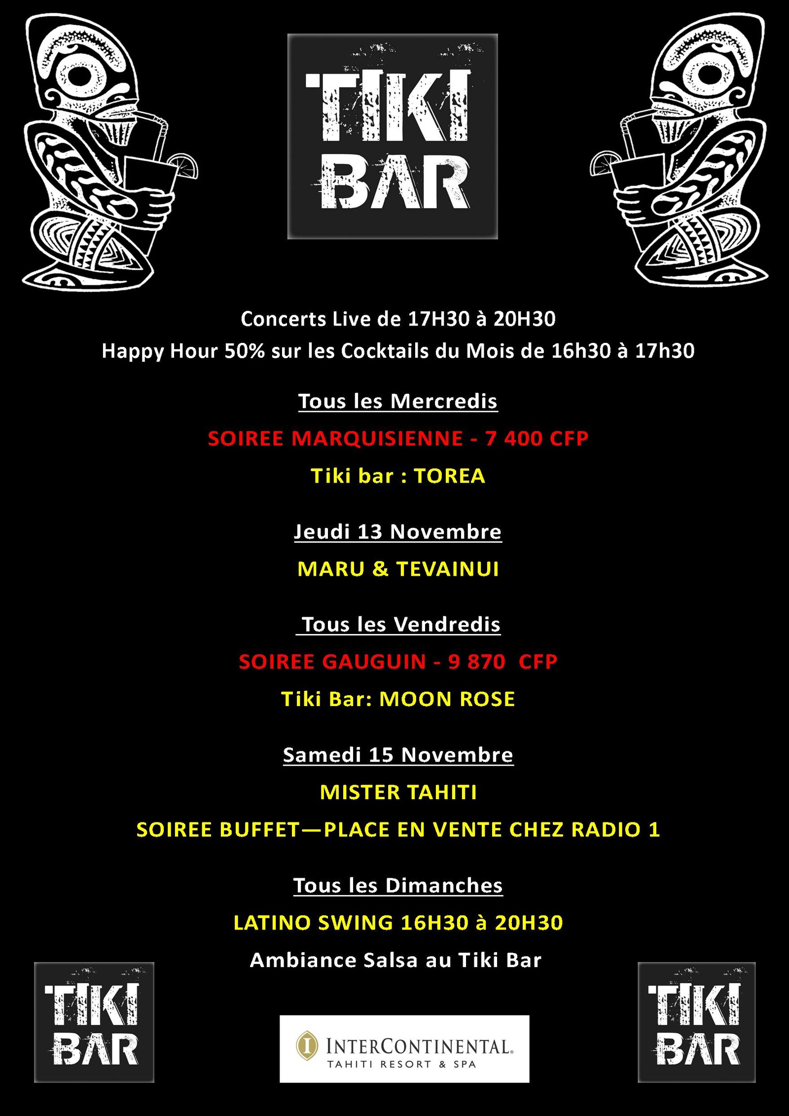 L'agenda de la semaine du Tiki Bar 