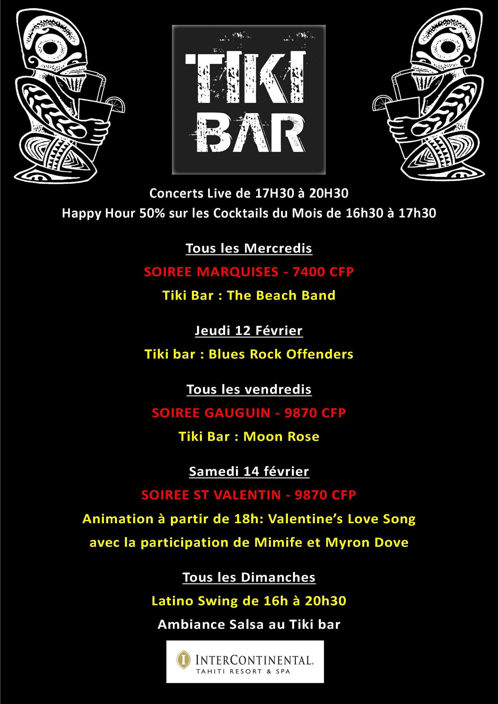 Agenda de la semaine au Tiki Bar