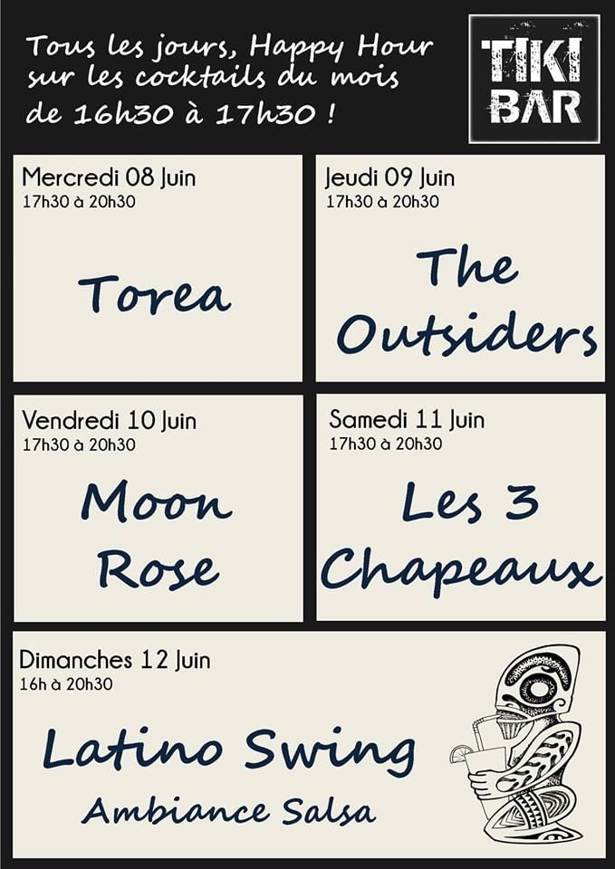 Agenda de la semaine au Tiki Bar