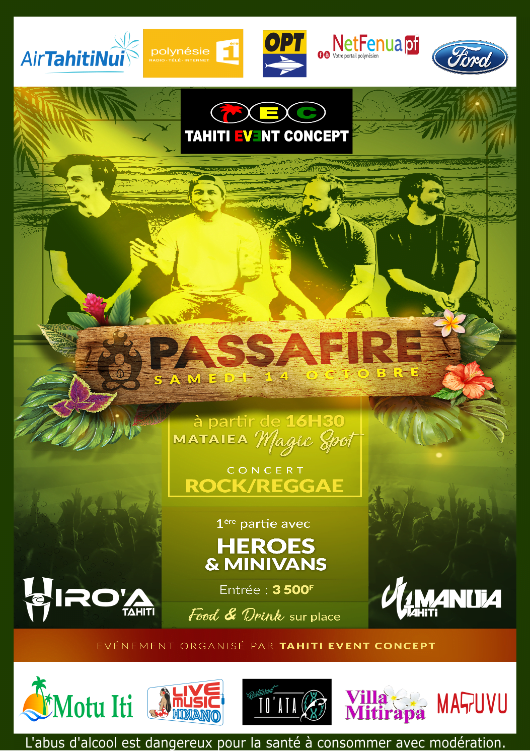 TAHITI LIVE CONCEPT CONCERT HEROES & MINIVANS et PASSAFIRE