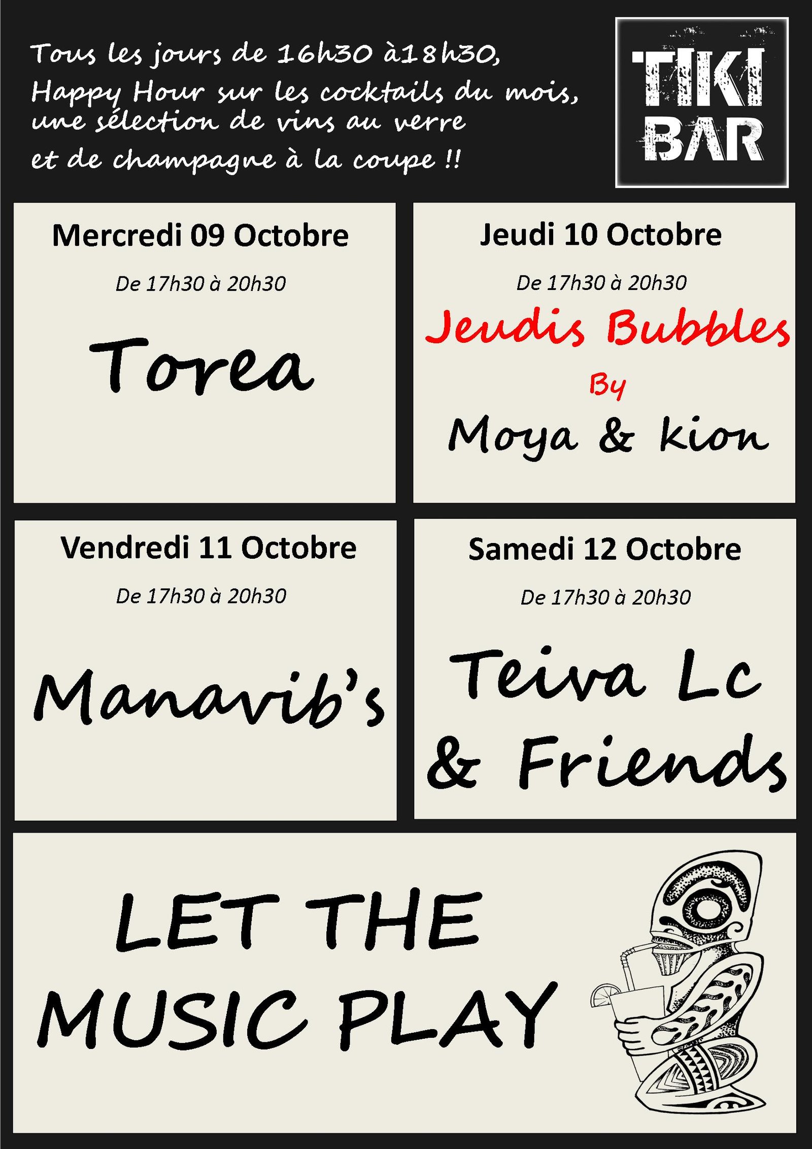 Agenda de la semaine du Tiki Bar de l'InterContinental Tahiti Resort & Spa