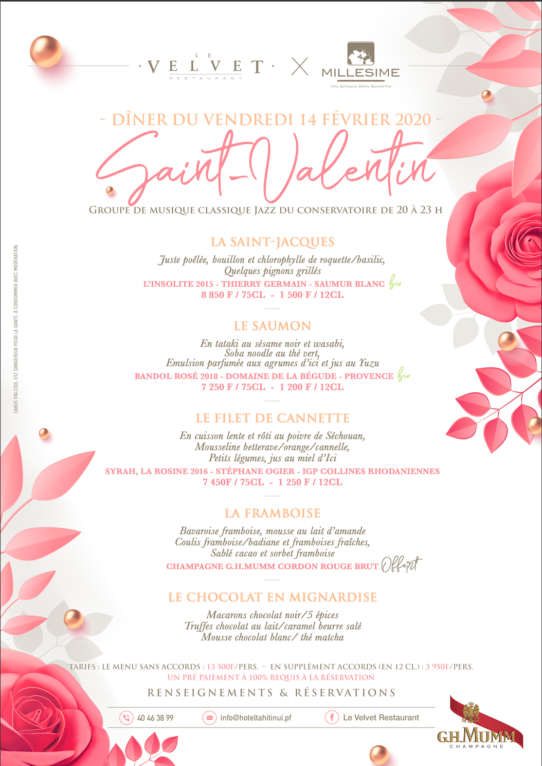 Dîner de la Saint Sylvestre - restaurant Le Velvet 2020